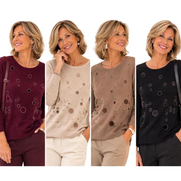 Maglioncino girocollo donna viscosa e modal Flora 79730 FLORA